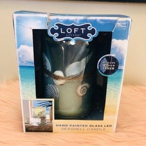 Glass LED Seashell Candle. Hand painted